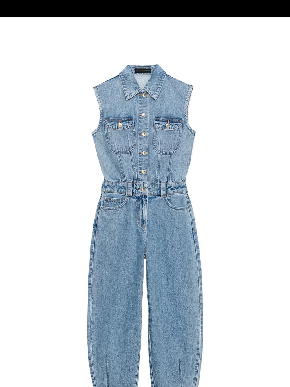 Zara Sleeveless Light Blue Denim Jumpsuit - XS